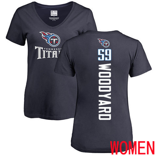 Tennessee Titans Navy Blue Women Wesley Woodyard Backer NFL Football #59 T Shirt->women nfl jersey->Women Jersey